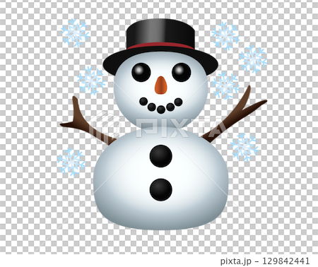 Classic snowman made from two large snowballs icon with snowflake 129842441