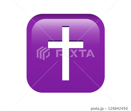 Gradient purple Latin, Christian cross icon round corner button 129842450