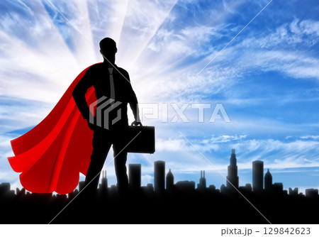 Successful superhero businessman 129842623