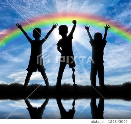 Children with disabilities and friendship with them concept 129843093