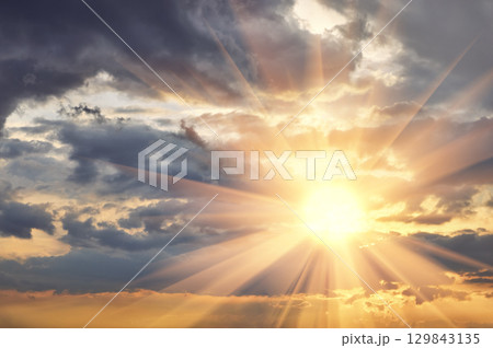 Cloud the evening sky at sunset 129843135