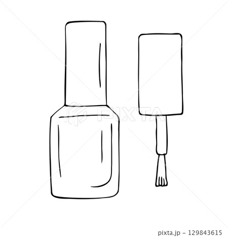 Vector hand drawn sketch outline nail polish 129843615