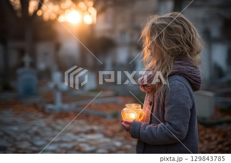 A Candlelit Remembrance event held in the serene Autumn Cemetery creates a unique atmosphere A Candlelit Remembrance event held in the serene Autumn Cemetery creates a unique atmosphere 129843785