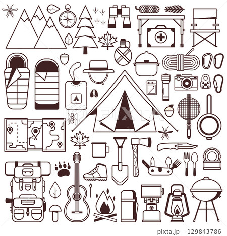 Mountain Hike Outdoor Elements Line Elements 129843786