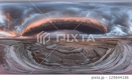 Dramatic Sunset Storm Clouds over Desert Canyon Landscape Arizona Nature sky 360 rock view wild grey 129844186