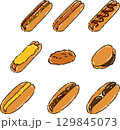 いろいろなパンのイラストセット　つやあり 129845073