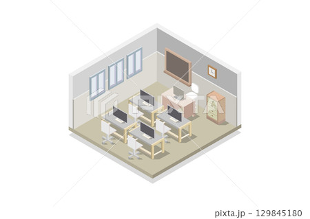 Isometric school room 129845180