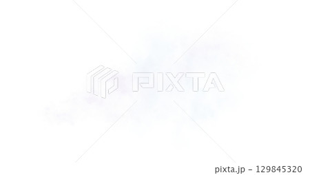 Thick white exhaust smoke cloud trail isolated from aircraft or vehicle with combustion engine 129845320