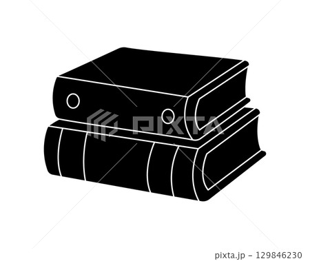 Two stacked books silhouettes.Design of literature and academic study 129846230