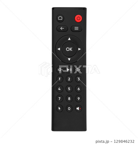 Black remote control isolated on white background 129846232