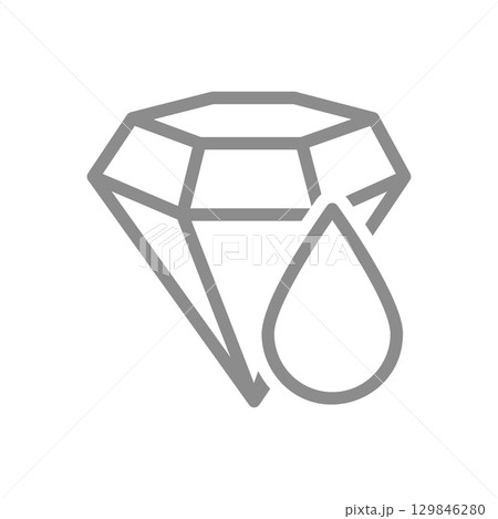 Diamond with drop line icon. Melting value, or precious fluid symbol. Vector illustration 129846280