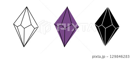 Glass crystal. Mystical esoteric crystal. Vector illustration 129846283