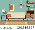 living room, retro style 129846297