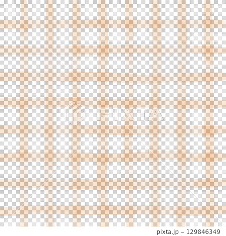 Orange White Plaid Gingham Madras Check Hand Drawn Background Pattern Overlay 129846349