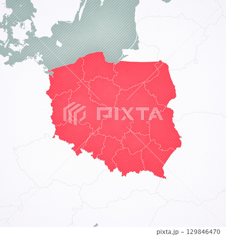 Map of Poland - borders of the voivodeships Map of Poland - borders of the voivodeships 129846470