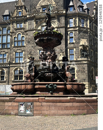 Fountain in front of the town hall of Wuppertal, Germany 129846588