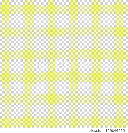 Yellow White Plaid Gingham Madras Check Hand Drawn Background Pattern Overlay 129846656