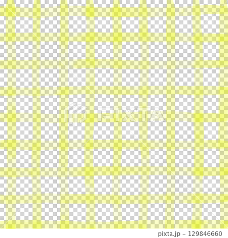 Yellow White Plaid Gingham Madras Check Hand Drawn Background Pattern Overlay 129846660