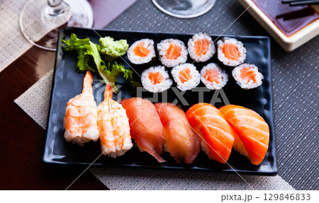 Sushi set from makizushi and nigirizushi 129846833