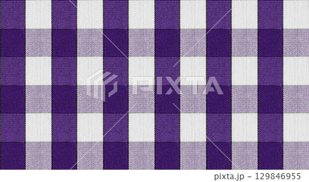 Purple and White Checkered Fabric Close up Texture 129846955