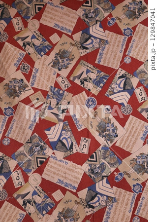 和柄の柿渋染生地 129847041