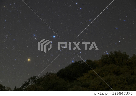 冬の星空 昇るオリオン座 冬の星空 昇るオリオン座 129847370