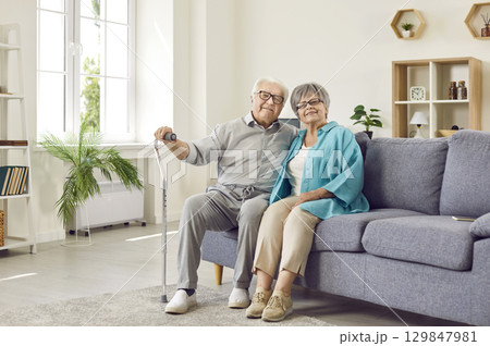 Portrait of cute married elderly couple who have carried their love through years. 129847981
