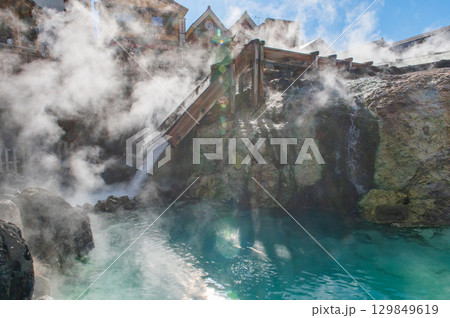 草津温泉の象徴-湯畑の風景 草津温泉の象徴-湯畑の風景 129849619