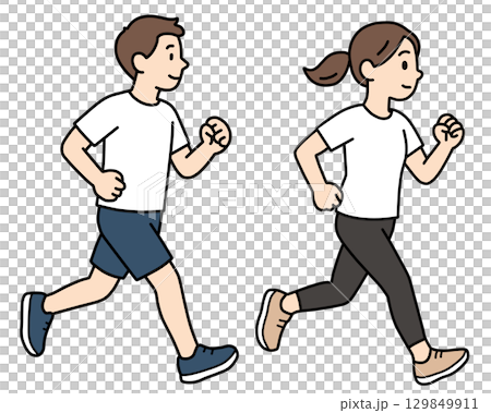 ジョギングをする男女「AI生成画像」 ジョギングをする男女「AI生成画像」 129849911