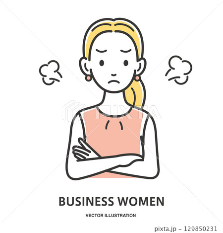 怒ってイライラする若い女性 怒ってイライラする若い女性 129850231