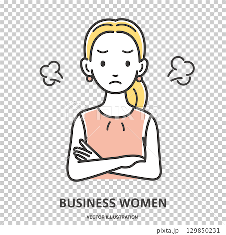 怒ってイライラする若い女性 怒ってイライラする若い女性 129850231