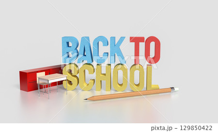 The Back to school text for education concept 3d Rendering. 129850422