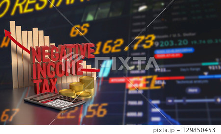 The Negative income tax and coins for Business concept 3d Rendering. The Negative income tax and coins for Business concept 3d Rendering. 129850453