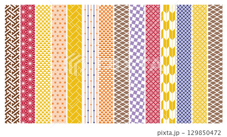 秋の季節の彩り和柄背景イラス 秋の季節の彩り和柄背景イラス 129850472