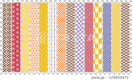 秋の季節の彩り和柄背景イラス 秋の季節の彩り和柄背景イラス 129850472