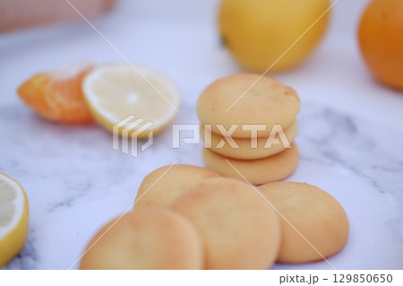 Stack of Simple Round Cookies for Snack Time Stack of Simple Round Cookies for Snack Time 129850650