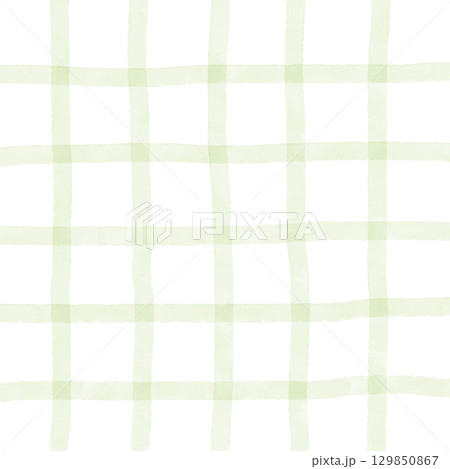 Sage Green White Plaid Gingham Madras Check Hand Drawn Background Pattern Overlay 129850867