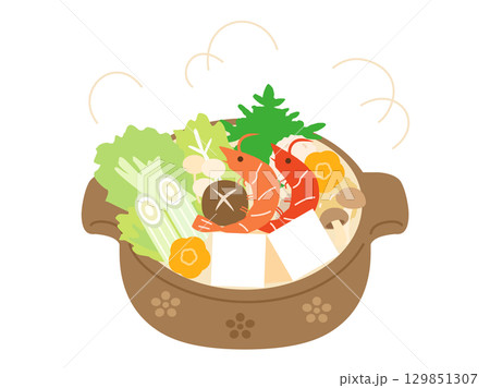 お鍋料理や寄せ鍋をイメージしたイラスト お鍋料理や寄せ鍋をイメージしたイラスト 129851307