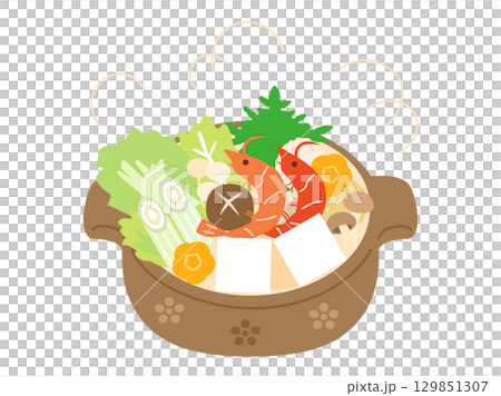 お鍋料理や寄せ鍋をイメージしたイラスト お鍋料理や寄せ鍋をイメージしたイラスト 129851307
