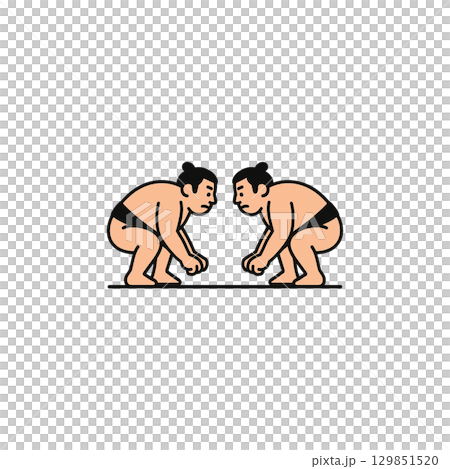 Sumo wrestling match color icon, material, no background, illustration, national sport, sumo wrestler Sumo wrestling match color icon, material, no background, illustration, national sport, sumo wrestler 129851520
