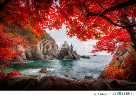 日本の秋の絶景・鮮やかな紅葉 日本の秋の絶景・鮮やかな紅葉 129851667
