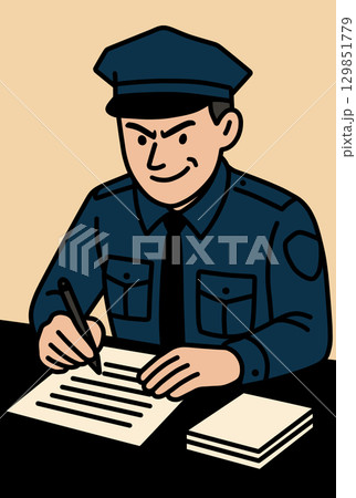調書を改ざんする警察官のイメージ「AI生成画像」 129851779