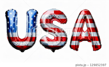 「USA」の文字の国旗カラーの風船 129852397