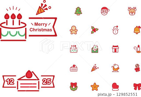 クリスマス ケーキ アイコン ピクトグラム あしらい 飾り 線 かわいい おしゃれ イラスト素材 クリスマス ケーキ アイコン ピクトグラム あしらい 飾り 線 かわいい おしゃれ イラスト素材 129852551