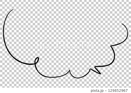 一個簡單的手繪線條風格的對話框。雲朵也垂直堆疊。左邊是捲曲的，右邊是尾巴。 129852967