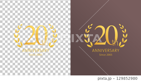 Luxury 20th anniversary vector icon. Gold, basic 129852980