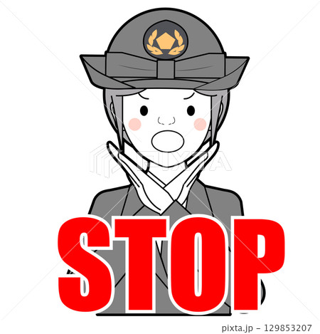 手をクロスする女性警察官 129853207