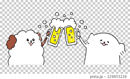 Dogs toasting with beer 129853226