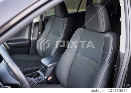Discover the Stylish Car Interior with Premium Leather Seats for elegance and comfort 129853625