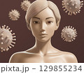 女性と周りを浮遊しているウイルス 129855234